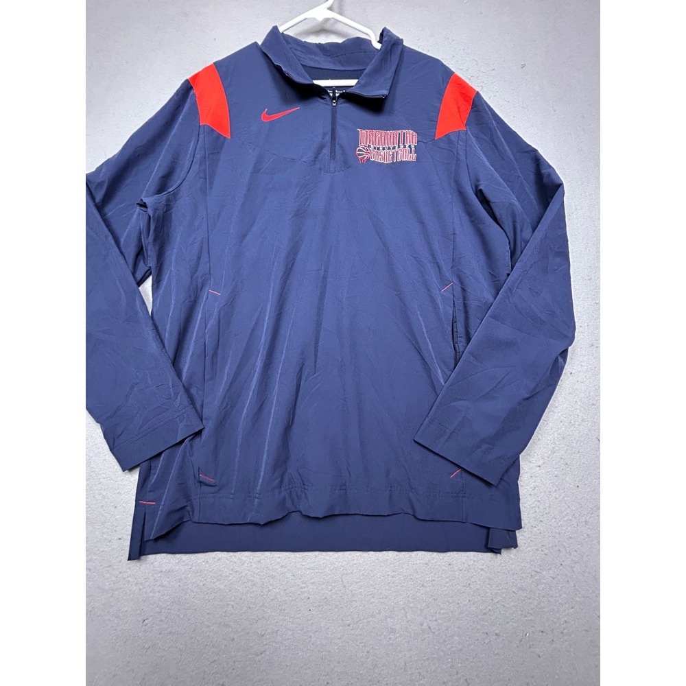 Nike Maranatha Basketball 1/4 Zip Pullover Polyester Navy Red Large Mens